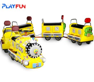 China Buiten Happy trein Een batterij kinderritten park spoorloze amusement games machine Te koop