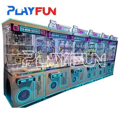 China Playfun neon catcher metal cabinet arcade toys grabber new crane claw game machine for sale