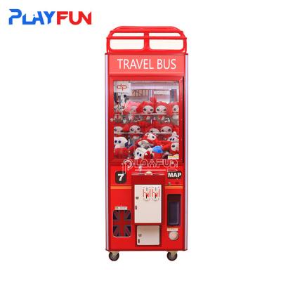 China Coin operated indoor kids toy plush wooden telephone Doll travel bus claw machine for sale