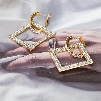 China Trendy hot sale fashion jewelry crystal geometric shape bohemian bling bohemian earrings for women for sale