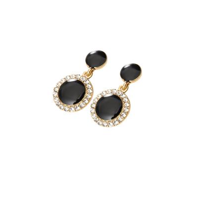 China Black Trendy High Quality Stylish Korean Circle Stud Fashion Women's Earrings Zinc Alloy Plated Jewelry for sale