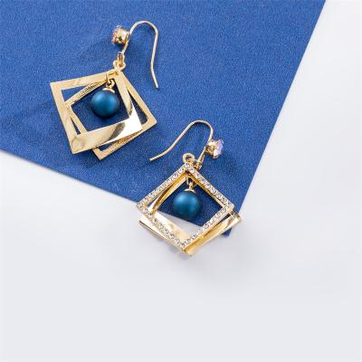 China TRENDY Women's Girl's Gift Jewelry Women's Vintage Fashion Geometric Dangling Stud Hollow Hanging Long Earings for sale