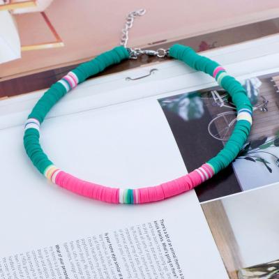 China Europe and America personalized pottery Bohemian multicolor sweet macarone fashion jewelry women's short necklace for women for sale