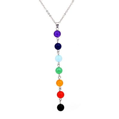 China FASHIONABLE Hot Selling Natural Stone Seven Chakra Necklace Jewelry Fashion Pendant Necklace For Women for sale