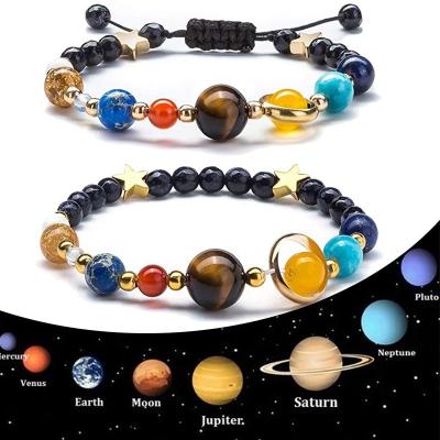 China TRENDY Universe Eight Planets Beads Bracelets & Bangles Fashion Jewelry Natural Solar System Energy Bracelet For Women Or Men for sale