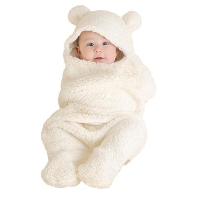 China PORTABLE Cute Bear Baby Wrap Organic Baby Wrap Soft Plush Blanket Receiving Blanket For Newborns for sale