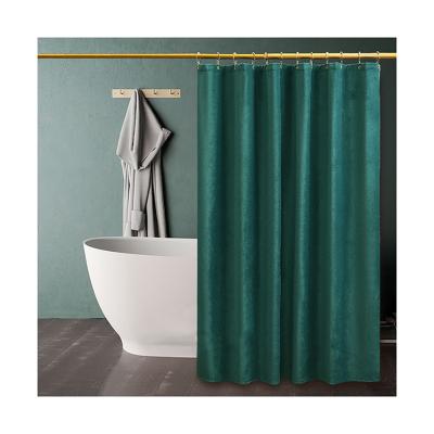 China Sustainable Thick Velvet Fabric Solid Color Hotel Feature Bathroom Luxury Heavy Duty Waterproof Shower Curtain for sale