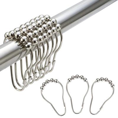 China Stylish Luxury Stainless Steel Shower Curtain Hooks For Bathroom Shower Rod Window for sale