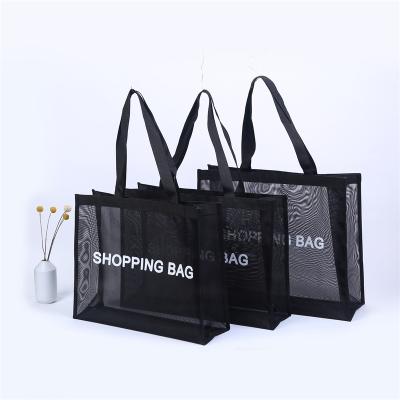 China Shoulder Bag Tote Bag New Open Style Can Be Mesh Black Personal Shopping Bags Broken Nylon Mesh Tote Bag for sale