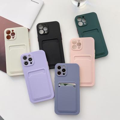 China Anti-fall With Liquid Card Slot Case Silicone Phone Case For Iphone 11 12 13 Pro Max for sale