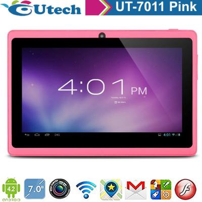 China Wifi Tablet Android 4.2 7inch two GHz core1.2 built 4G 512MB ROM RAM 512MB ROM TF G sensor 3D WIFI font pink color for sale