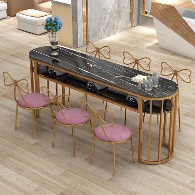 China EUROPEAN Luxury Metal Nail TableNew Style Hot Sale Beauty Salon Furniture,Fashion Nail Table Marble Manicure Desk for sale