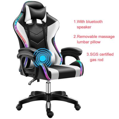 China (Size)Adjustable Customs Office Gaming Chair Racing Gaming Chair With Lights And Speaker for sale