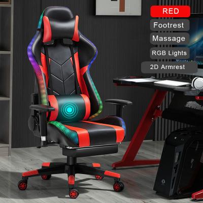 China PU LED RGB Leather Scorpion(Height)Adjustable Chair Luxury Massage Computer Gaming Scorpion Racing Gaming Chair With Footrest for sale