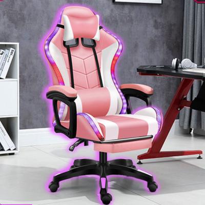 China (Height)Factory Adjustable Gaming Chair Custom Pink Massage Adjustable Gaming Chair With Lights And Speaker for sale