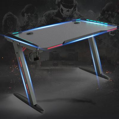 China OEM Adjustable Carbon Fiber RGB LED Gaming Desk Ergonomic Light Gaming Desk (Size) for sale