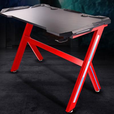 China (Size)OEM Adjustable RGB Lights Gaming Desk Carbon Fiber Gaming Table PC Desk for sale