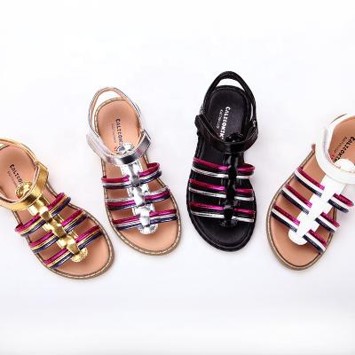 China Flat Kids Summer Sandals Buckle Ankle T Strap Sandals For Girls for sale