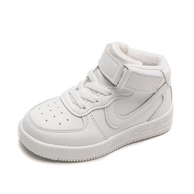 China Breathable Children Plus Velvet White Shoes, Board Warm Shoes, Big Children's Campus Performance Shoes for sale