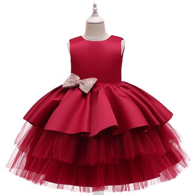 China Gauze Fluffy Cake Skirt Bow Sleeveless New Net Knot Dress Baby One Year Old Dress for sale