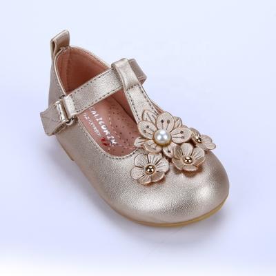 China 2021 PU Soft Floral Designed Kids Mary Jane Shoes Kids Princess Flat Shoes For Girls for sale