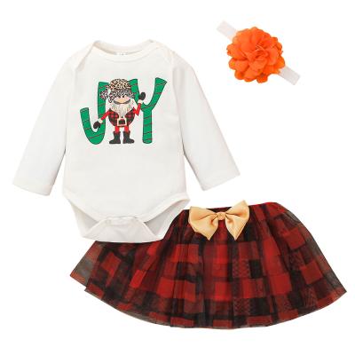 China Casual Children's Triangle Romper Skirt + Plaid Baby Skirt Two-Piece Female Set for sale