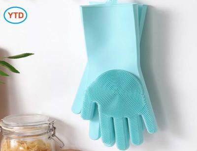 China Double Sided Use Cleaning Tools Dish Mitt For Dishwashing, Kitchen Silicone Heat Resistant Mitt For Washing Dish for sale