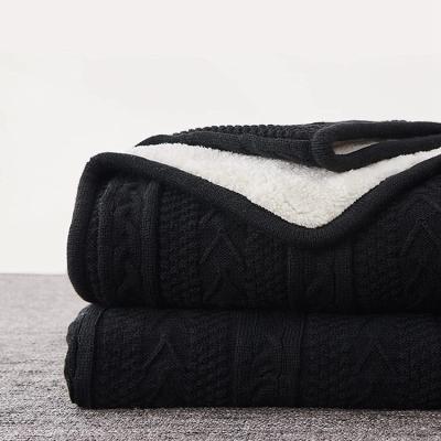 China Hot China Style Thick Soft Warm Comfy Acrylic Sherpa Bedding Throw Cable Knitted Blankets For Winter for sale