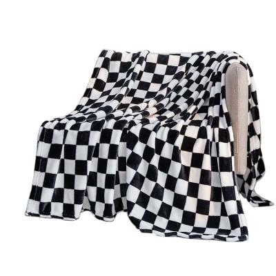 China Hot Professional Supplier Super Soft Printed Bed Indoor Sofa Flannel Custom Plaid Throw Blanket for sale