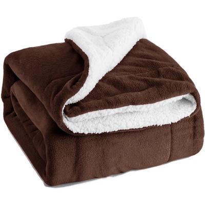 China Super Soft Sherpa Velvet Anti-static Double Layer Warm Weighted Fleece Custom Woven Blanket For Winter for sale