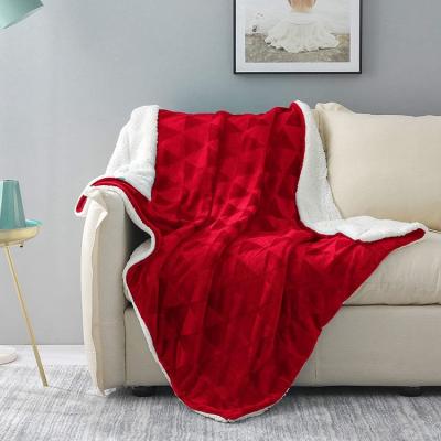 China Double Faced Thick Blanket Polyester Flannel Fleece Reversible Design Anti-Static 100% Blanket Bed Throw for sale