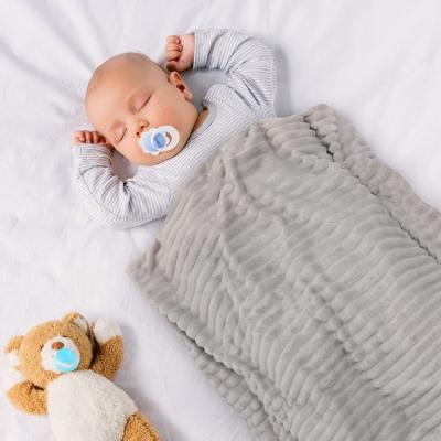 China Crib Super Soft Striped Multi Color Polyester Microfiber Fleece 100% Newborn Baby Wrap Envelope Blanket for sale