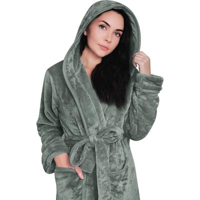 China Modern Design Flannel Fleece Pajamas Women Luxury Bathrobe Home Hotel Four Seasons QUICK DRY SPA for sale