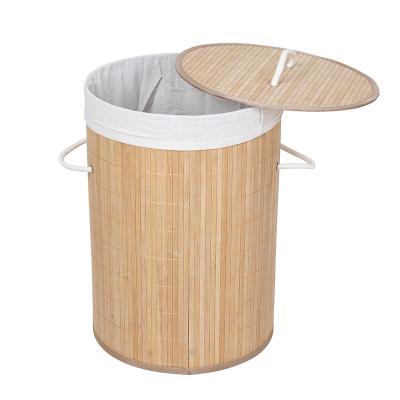 China Sustainable Round Bamboo Storage Basket Large Capacity Clothes Storage Basket for sale