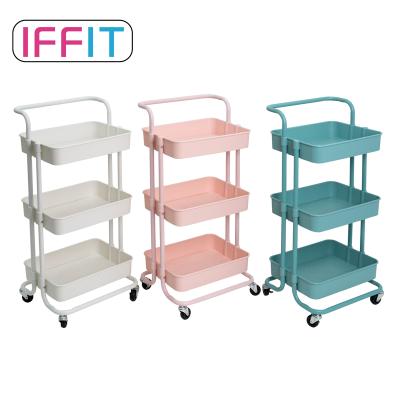 China Simple Fashion Storage Cart Home And Kitchen Storage Shelves Mobile Multilayer Rolling Cart With Wheels for sale