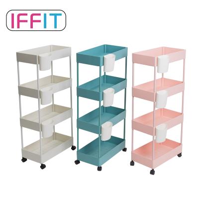 China 4 Tier Traditional Trolley Cart Metal Rolling Shelf Bathroom Movable Kitchen Organizer Storage Vegetable Rack for sale