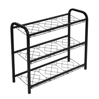 China Traditional Home Furniture Shoe Rack Metal Matt Black Powder Paint Iron Multi-Layer Shoe Rack for sale