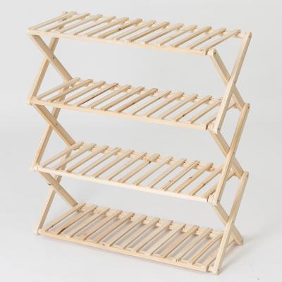 China Modern Foldable 4 Tier Wooden Shoe Rack With Removable Shelf Shoe Rack Storage Environmental Friendly Materials for sale