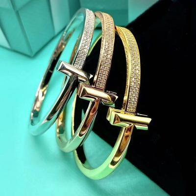 China Vintage B0003 T Fashion Women Gold Bangle 925 Silver Love Brand Bracelet for sale