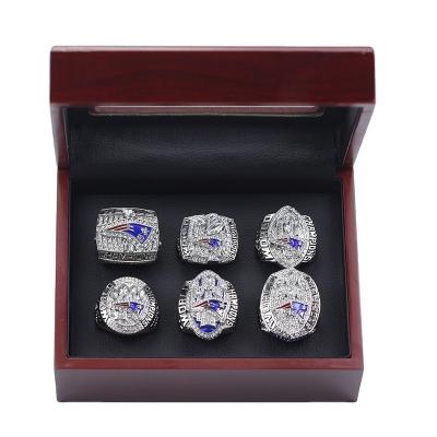 China CLASSIC 2018  NFL New England Patriots zinc alloy rhinestone rugby Championship rings 6pcs wood gift box for sale