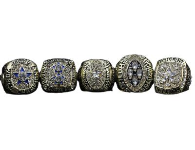 China CLASSIC 1971~1995 NFL Dallas Cowboys zinc alloy rhinestone rugby Championship rings 5pcs wood gift box for sale