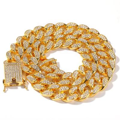 China Nickel-Free Lead-Free N0012 Hot Sell Rhinestone Zircon Cuban Chain Multiple Sizes for sale