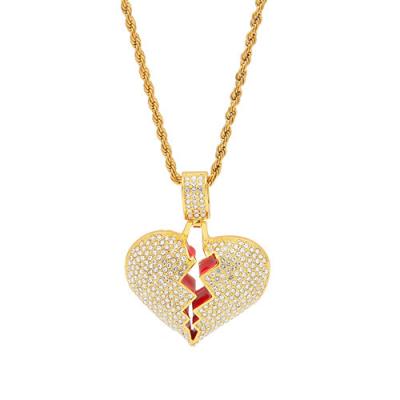 China CLASSIC Alloy Full Diamond Broken Heart Pendant Necklace Charms Necklace Fashion Jewelry For Men for sale