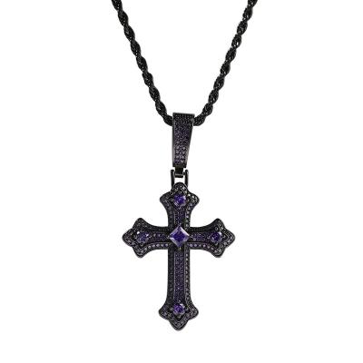 China CLASSIC Hip hop stainless steel chain with zircon cross pendant men necklace for sale