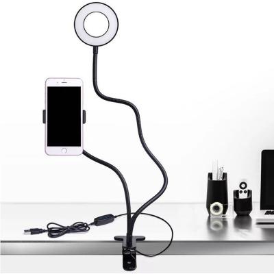 China PORTABLE LED Selfie Ring Light With Flexible Mobile Phone Holder Lazy Bracket Desk Lamp for sale