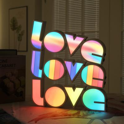 China Modern Led English Decorative Holiday Layout Confession Proposal Light Box LOVE Letter Gift Light for sale