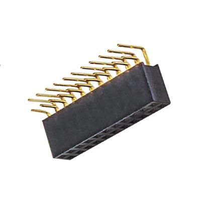 China PCB Circuit Connect 90 Degree Female PCB Header 2.54mm Pitch Double Row Header 180 Degree 10 Right Angle Female Pin for sale