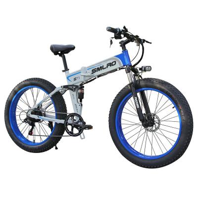 China SMLRO Standard 26 Inch Electric Folding Foldable Electric Bike 4.0 Tires E-Bike 1000w 14ah Sam Lithium Battery Adult Folding Bike for sale