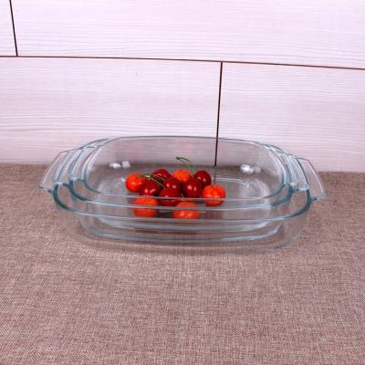 China Sustainable Rectangular Borosilicate Baking Dish Mold Pyrex Microwave Oven Safe Glassware 2800ml for sale