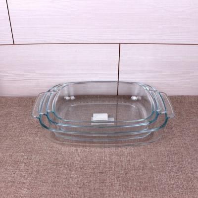 China Pyrex 1500ml Sustainable Rectangular Glass Baking Dish Bososilicate Glass Bakeware With Handle for sale